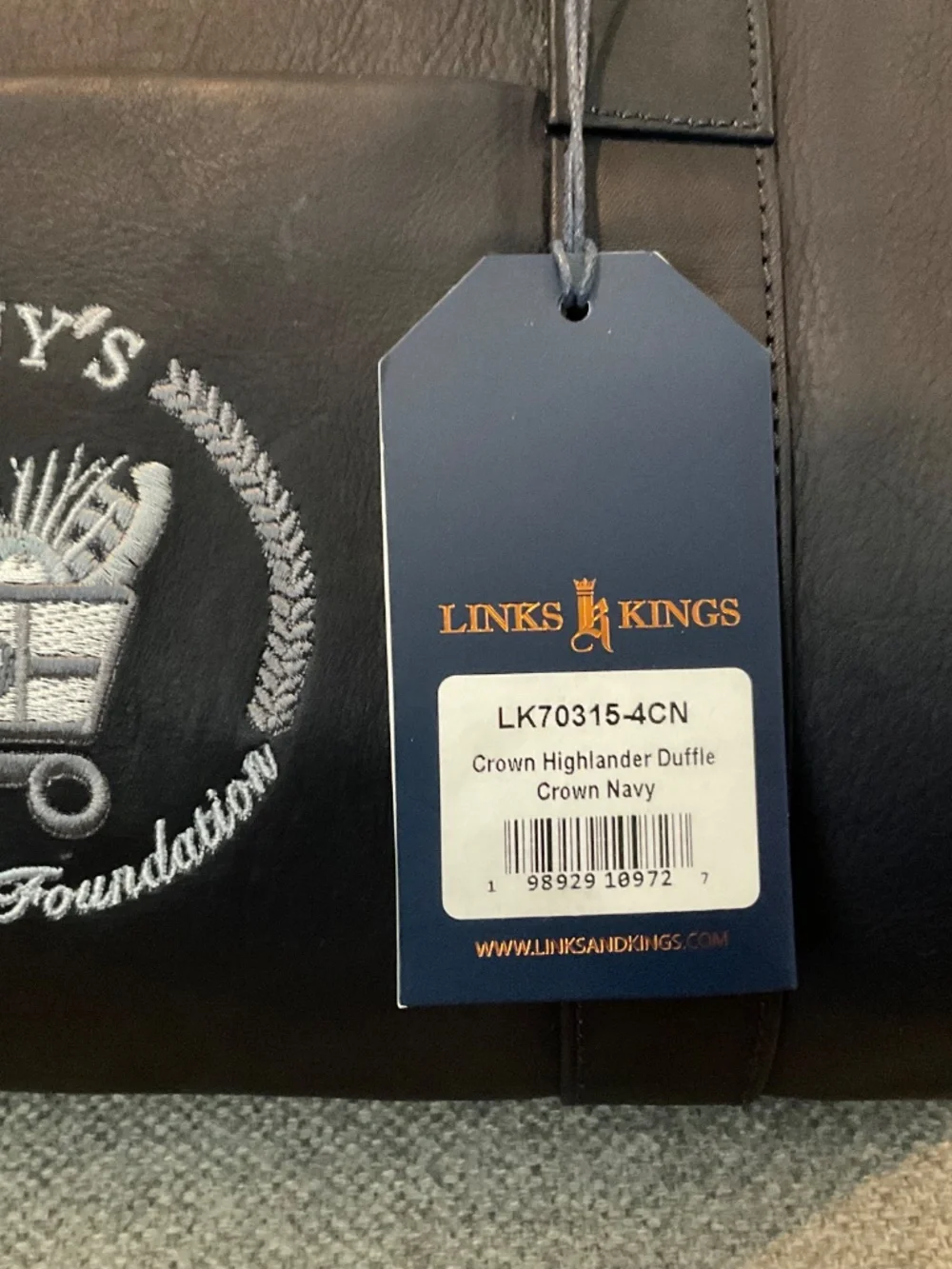 Links & Kings Crown Highlander Golf Duffle Bag Navy Blue Leather LK70315-4CN NWT
